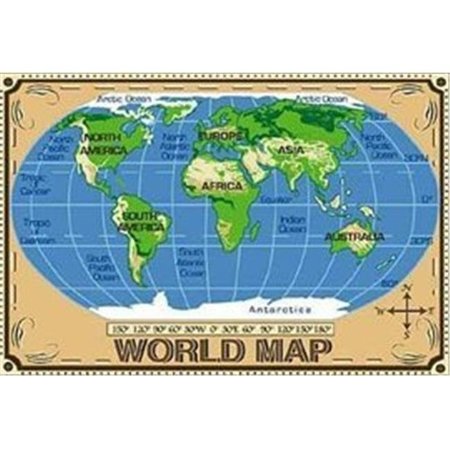 LA RUG, FUN RUGS LA Rug TSC-153 3147 Supreme World Map- Multi-Color TSC-153 3147